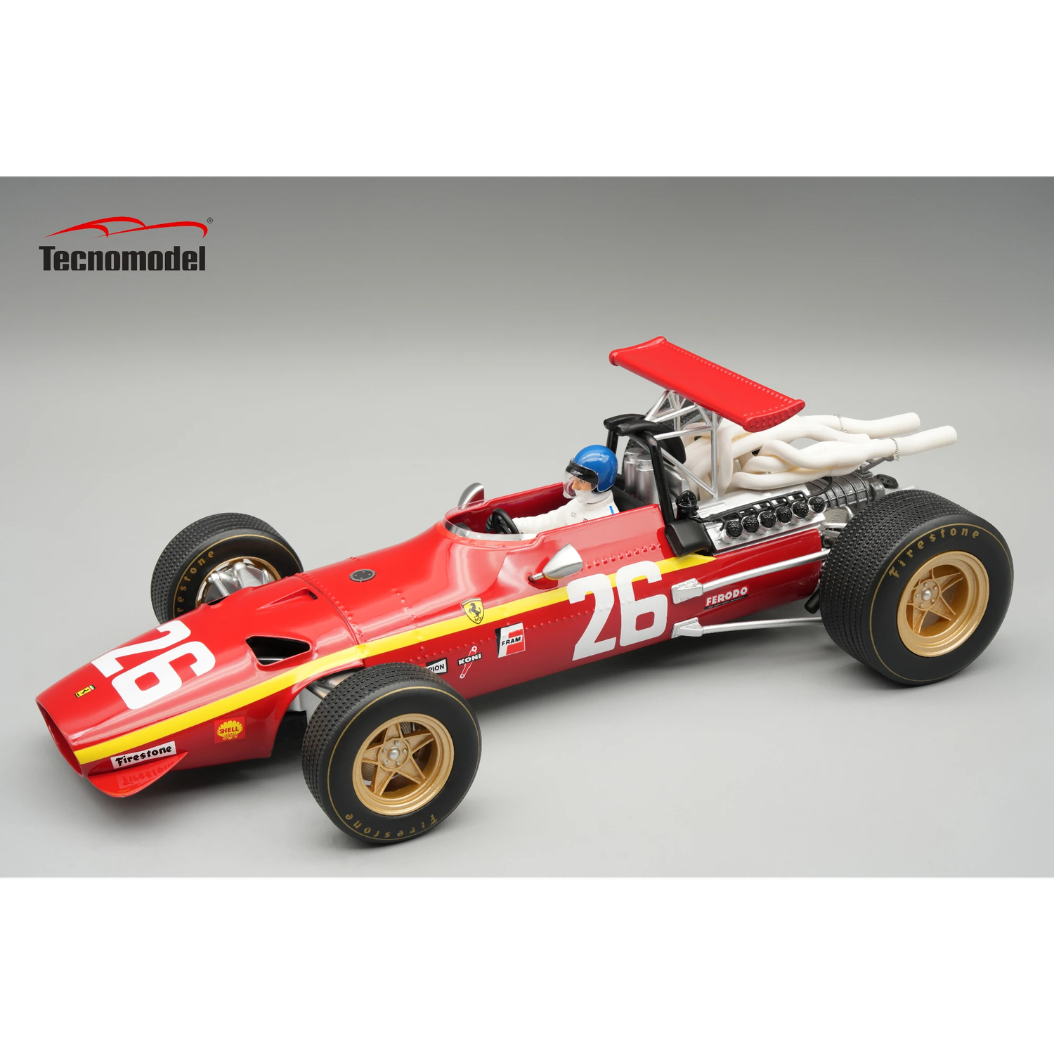 1:18 Tecnomodel - Ferrari F1 312 Scuderia Ferrari #26 Winner French GP 1968 J. Ickx *With Dirver Figure*
