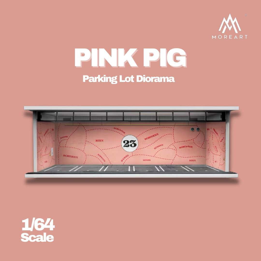 1:64 Black Box Diorama (MoreArt) - Parking Garage Pink pig *With Light*
