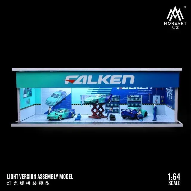 1:64 Black Box Diorama (MoreArt) - Parking Garage Falken *With Light* *CAr & Deko not included!*