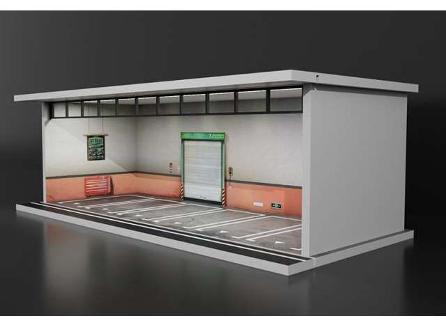 1:64 Black Box Diorama (MoreArt) - Parking Garage Parking Lot *With Light*