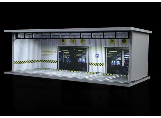 1:64 Black Box Diorama (MoreArt) - Parking Garage Parking Lot *With Light*