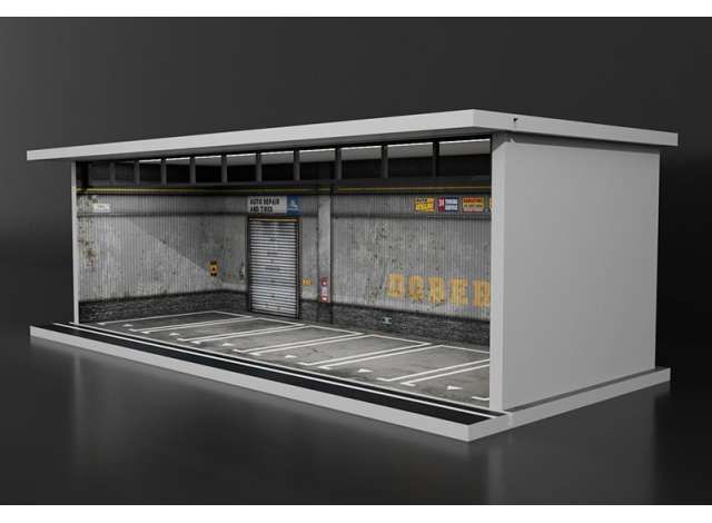 1:64 Black Box Diorama (MoreArt) - Parking Garage Parking Lot *With Light*