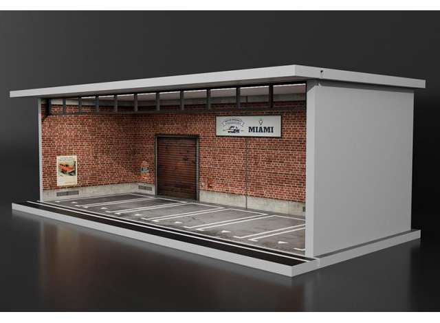 1:64 Black Box Diorama (MoreArt) - Parking Garage Parking Lot *With Light*