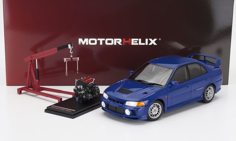 1:18 Motorhelix - 1999 Mitsubishi Lancer Evo IV Blue *Withe Extra Engine & Accessories* 1:18 Motorhelix - 1999 Mitsubishi Lancer Evo IV Blue *Withe Extra Engine & Accessories*
