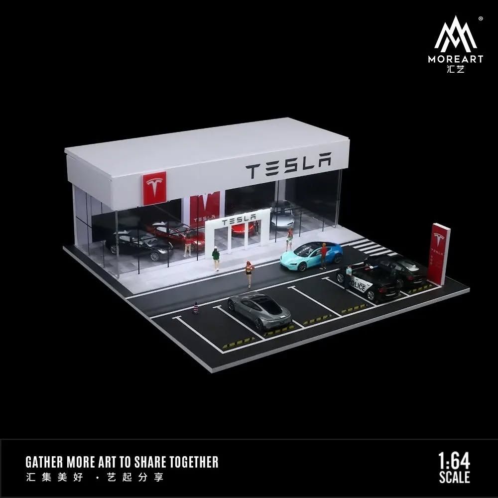 1:64 Black Box Diorama (MoreArt) - Diorama Tesla Showroom *Without Cars*