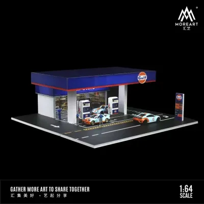 1:64 Black Box Diorama (MoreArt) - Diorama Gulf oil Parking Lot *With Lights* *Without Cars* 1:64 Black Box Diorama (MoreArt) - Diorama Gulf oil Parking Lot *With Lights* *Without Cars*