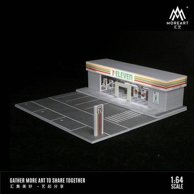 1:64 Black Box Diorama (MoreArt) - Diorama 7-Eleven Parking Lot *With Lights* *Without Cars* 1:64 Black Box Diorama (MoreArt) - Diorama 7-Eleven Parking Lot *With Lights* *Without Cars*