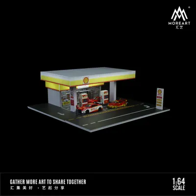 1:64 Black Box Diorama (MoreArt) - Shell Gas Station *Without Cars* 1:64 Black Box Diorama (MoreArt) - Shell Gas Station *Without Cars*