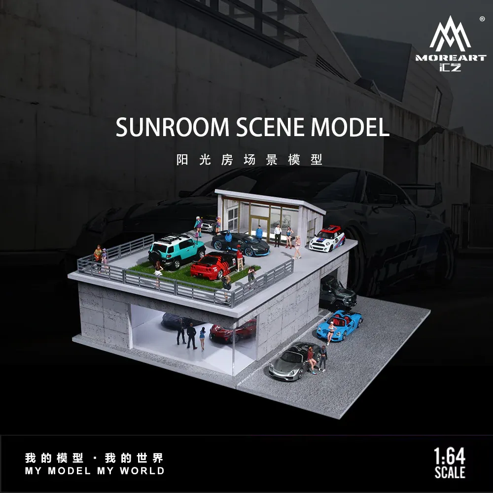 1:64 Black Box Diorama (MoreArt) - Diorama Sun Room *With Lights* *Without Cars*