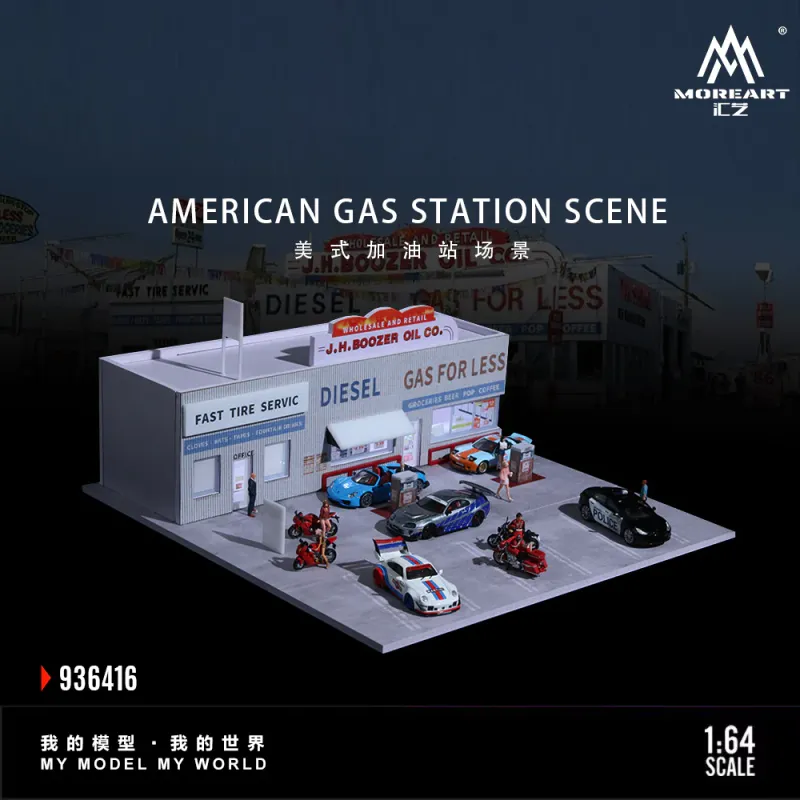 1:64 Black Box Diorama (MoreArt) - Diorama Gas Station *Without Cars*