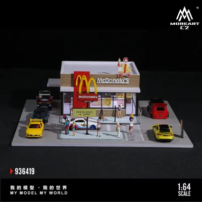1:64 Black Box Diorama (MoreArt) - Diorama McDonald's *With Lights* *Without Cars* 1:64 Black Box Diorama (MoreArt) - Diorama McDonald's *With Lights* *Without Cars*