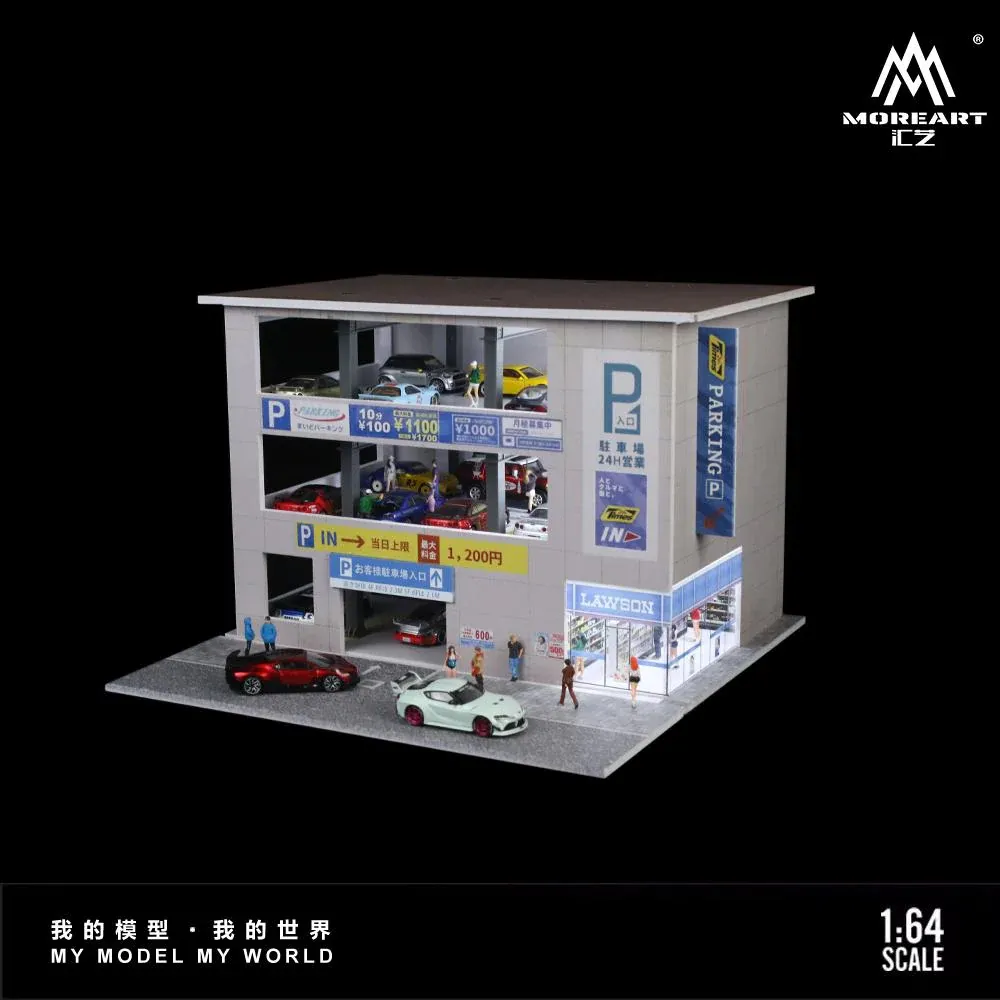 1:64 Black Box Diorama (MoreArt) - Diorama Japan Parking Building *With Lights* *Without Cars*