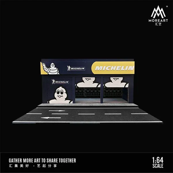 1:64 Black Box Diorama (MoreArt) - Diorama Michelin *With Lights* *Without Cars*