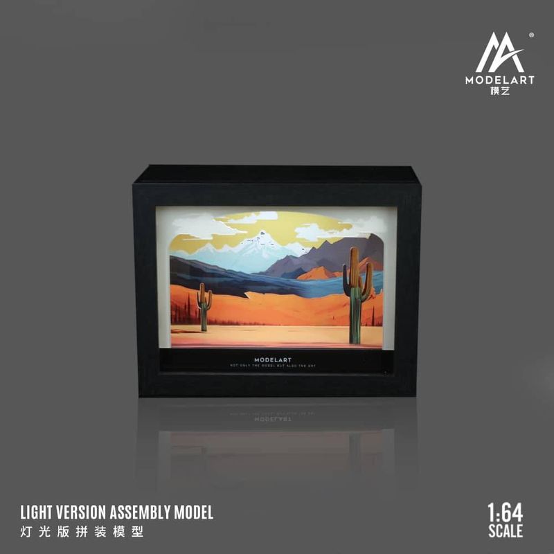 1:64 Black Box Diorama (MoreArt) - Photo Frame Desert Scenery *With Lights* *Without Cars*