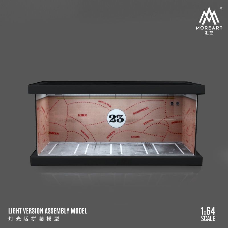 1:64 Black Box Diorama (MoreArt) - Diorama Pink pig Parking Lot *With Lights* *Without Cars*