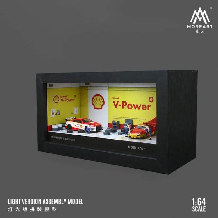 1:64 Black Box Diorama (MoreArt) - Diorama Shell Garage *With Lights* *Without Cars*