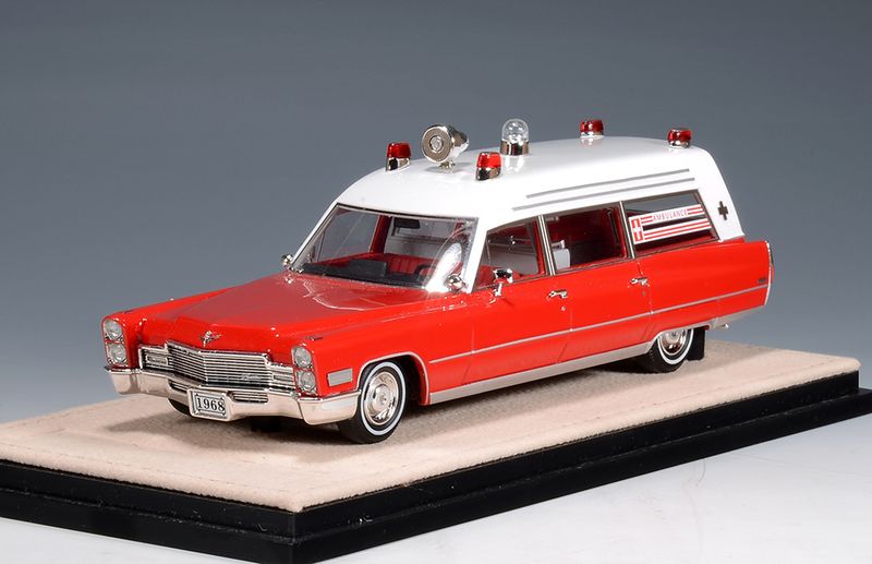 1:43 Stamp Models - 1968 Cadillac Miller-Meteor Ambulance White 1:43 Stamp Models - 1968 Cadillac Miller-Meteor Ambulance White