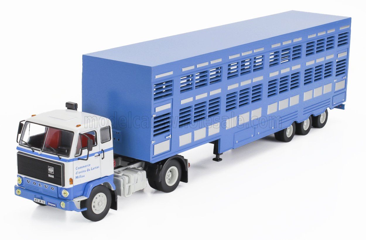 1:43 Altaya - VOLVO - F89 TRUCK COMMERCE D'OVINS DU LARZAC MILLAU - LIVESTOCK TRANSPORTER - TRASPORTO ANIMALI 1978 *Ohne Verpackung*