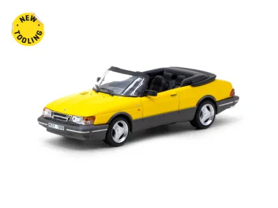 1:64 Tarmac - Saab 900 Turbo Convertible, yellow *Tarmac Cards* 1:64 Tarmac - Saab 900 Turbo Convertible, yellow *Tarmac Cards*
