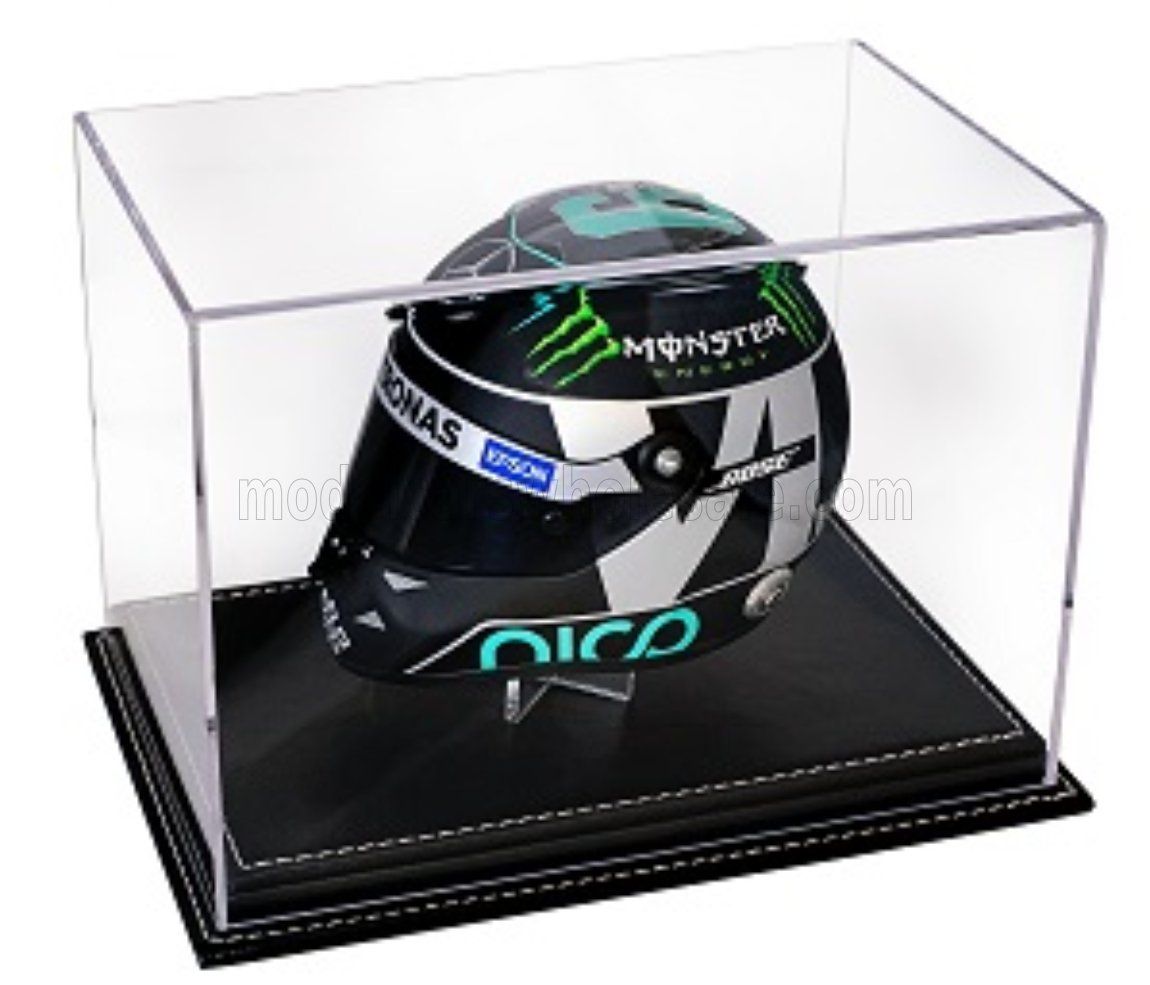 1:2 Atlantic Case - Vitrine Display Box, Leder Sockel Schwarz *Nur für Helme* *Ohne Helm*