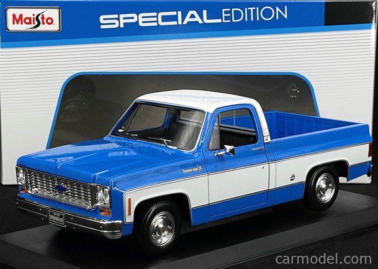 1:18 Maisto - 1974 Chevrolet C-10 Pickup Cheyenne Super Blue White