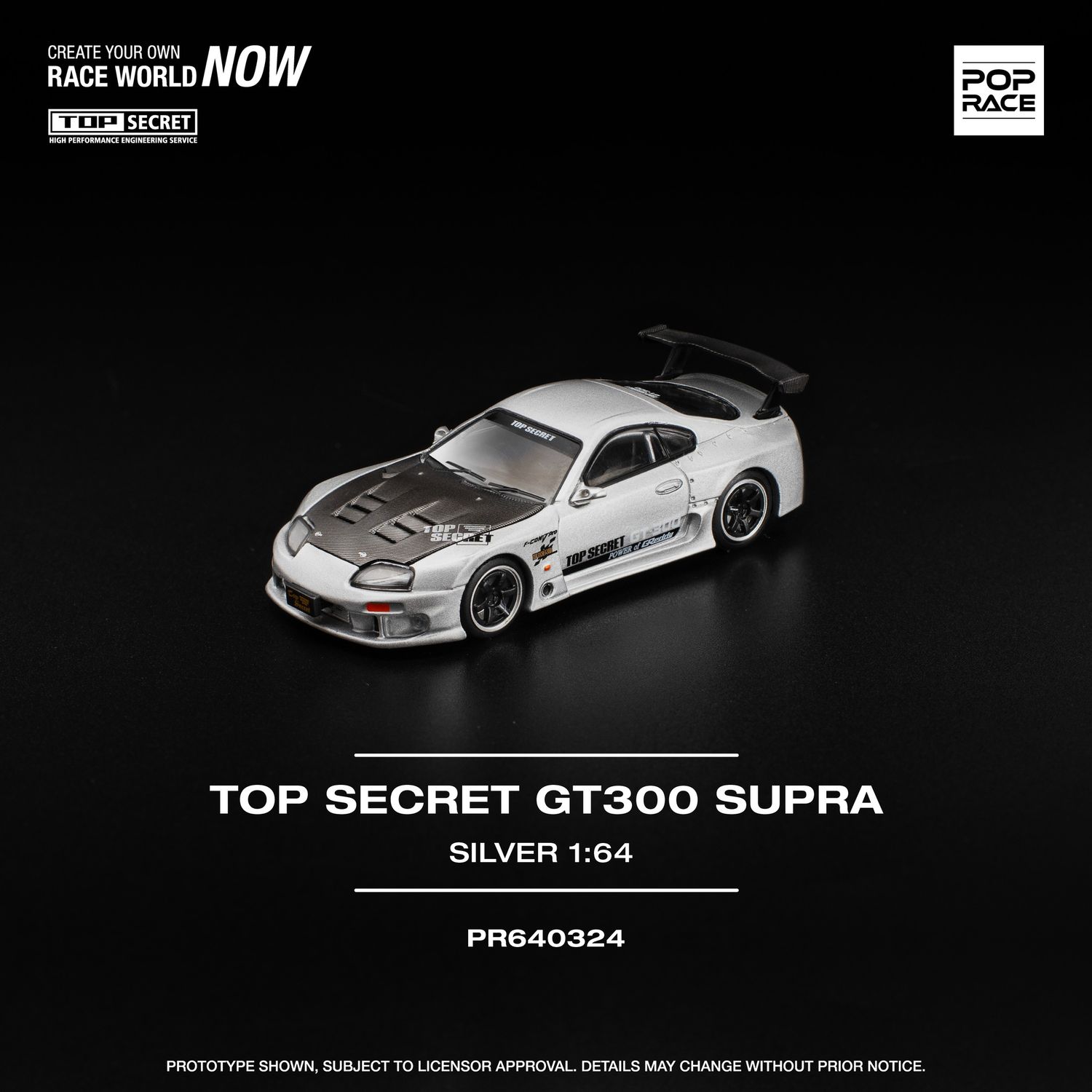 1:64 Pop Race Limited - Top Secret GT300, supra silver