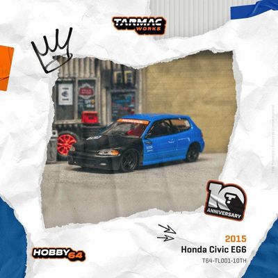 1:64 Tarmac - Honda Civic EG6 *Tarmac Works 10th Anniversary*, black/blue 1:64 Tarmac - Honda Civic EG6 *Tarmac Works 10th Anniversary*, black/blue