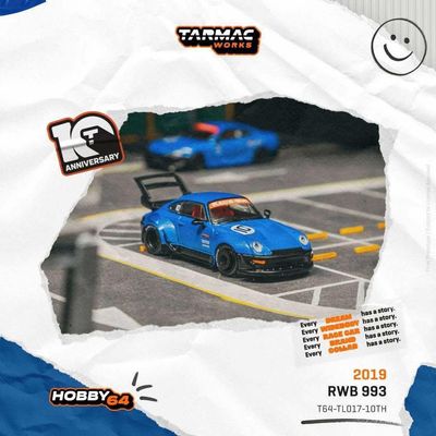 1:64 Tarmac - RWB 993 *Tarmac Works 10th Anniversary*, black/blue 1:64 Tarmac - RWB 993 *Tarmac Works 10th Anniversary*, black/blue