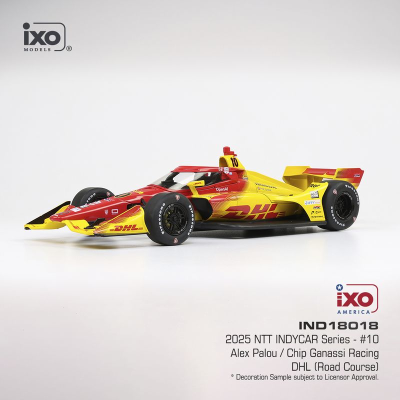 1:18 Ixo USA - 2025 NTT INDYCAR #10 Alex Palou/Chip, Ganassi Racing *DHL* Road Course 1:18 Ixo USA - 2025 NTT INDYCAR #10 Alex Palou/Chip, Ganassi Racing *DHL* Road Course