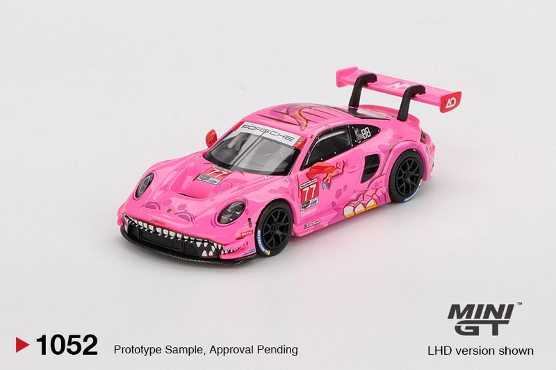 1:64 Mini GT - 2024 Porsche 911 (992) GT3 R #77 AO Racing Road America, pink *Blister packaging*