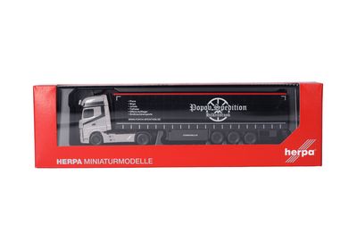1:87 Herpa - Mercedes-Benz Actros L Gigaspace Gardinenplanen-Sattelzug 1:87 Herpa - Mercedes-Benz Actros L Gigaspace Gardinenplanen-Sattelzug "Popov Spedition"