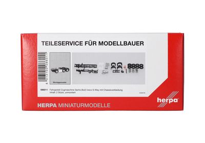 1:87 Herpa - Teileservice Fahrgestell Zugmaschine mit Chassisverkleidung 3achs (6x2) Iveco S-Way (2 Stück) 1:87 Herpa - Teileservice Fahrgestell Zugmaschine mit Chassisverkleidung 3achs (6x2) Iveco S-Way (2 Stück)
