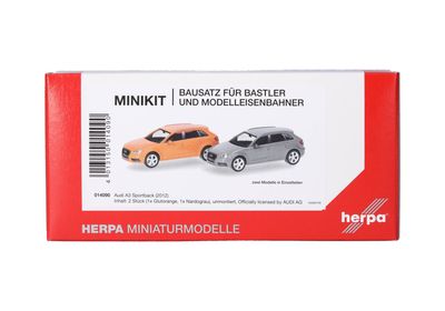 1:87 Herpa - Herpa MiniKit: Audi A3 Sportback (2012) Glutorange und Nardograu, 2 Stück