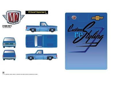 1:64 M2 Machines - 1973 Chevrolet Cheyenne Super 10, blue 1:64 M2 Machines - 1973 Chevrolet Cheyenne Super 10, blue