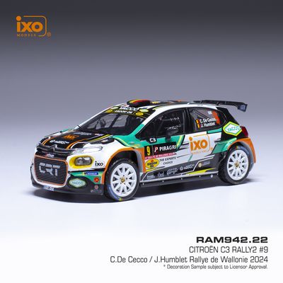 1:43 Ixo - Citroen C3 Rally2 Rally WM Rallye Wallonien 2024 #9 C.De Cecco J.Humblet 1:43 Ixo - Citroen C3 Rally2 Rally WM Rallye Wallonien 2024 #9 C.De Cecco J.Humblet