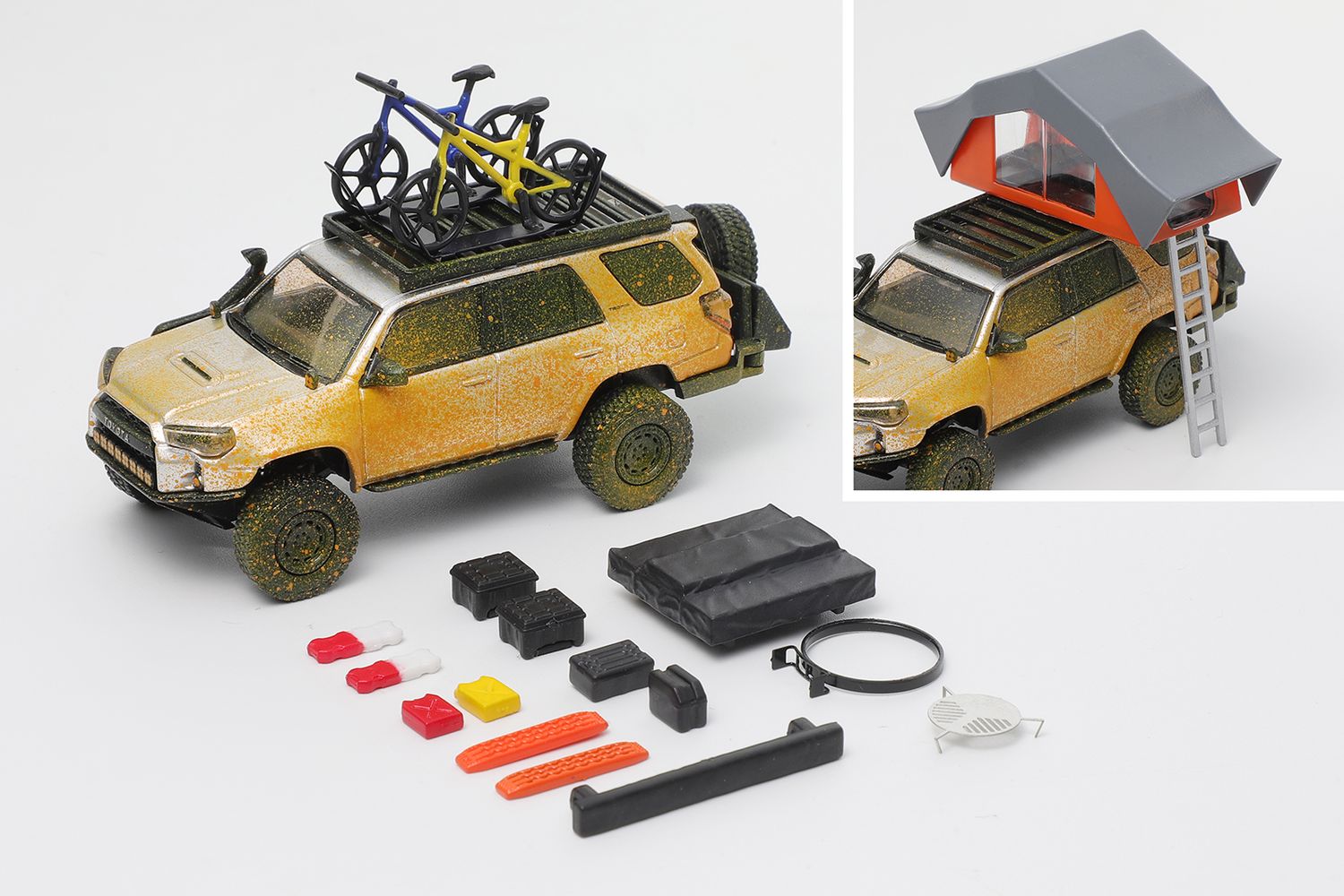 1:64 GCD - Toyota 4 Runner Modified Version *LHD* with accessories, silver muddy