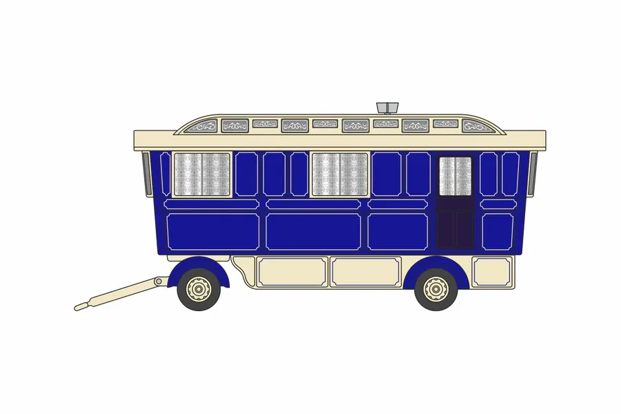 1:87 Oxford  - Showmans Caravan Blue/Cream