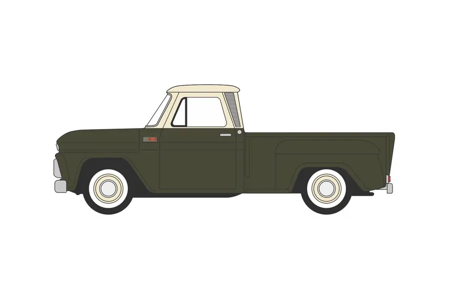 1:87 Oxford  - 1965 Chevrolet Stepside Pickup Dark Green/Ivory