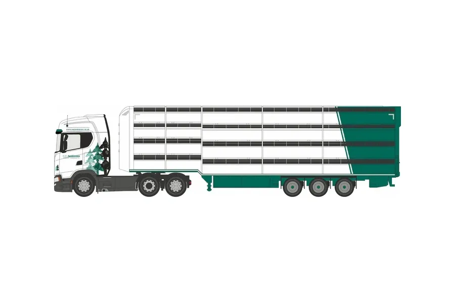 1:76 Oxford  - Scania S Series Livestock Trailer A W Jenkinson