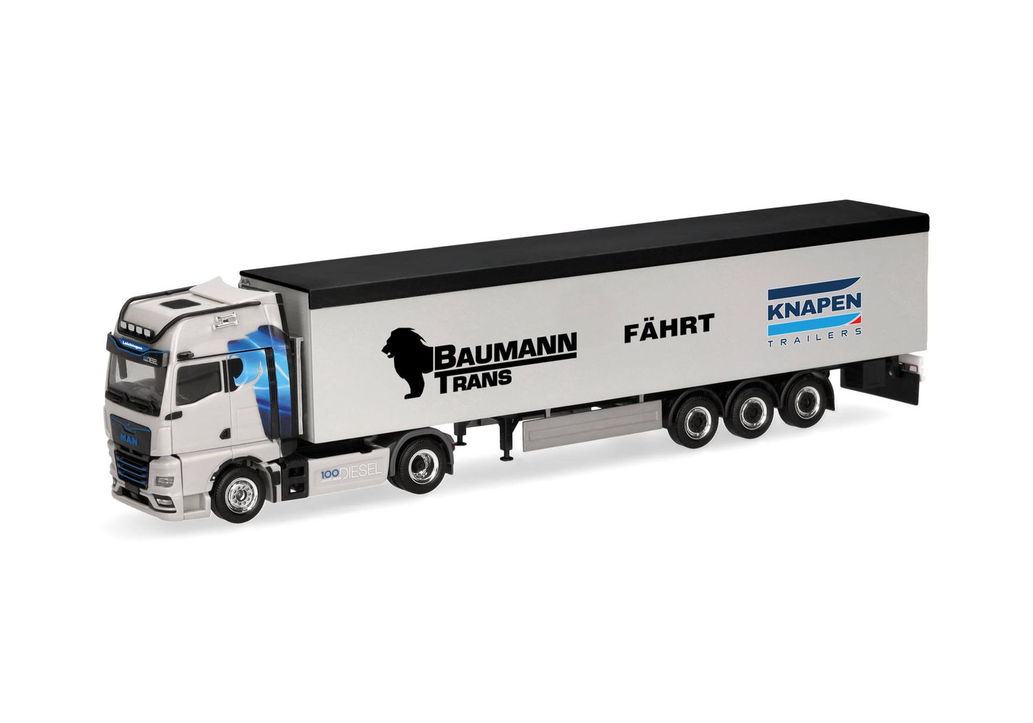 1:87 Herpa - MAN TGX GX Schubboden-Sattelzug "Baumann/Knapen"