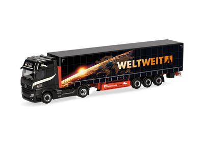 1:87 Herpa - Mercedes-Benz Actros L 18 Gigaspace Gardinenplanen-Sattelzug 1:87 Herpa - Mercedes-Benz Actros L 18 Gigaspace Gardinenplanen-Sattelzug "Ferntrans Haas/weltweit"