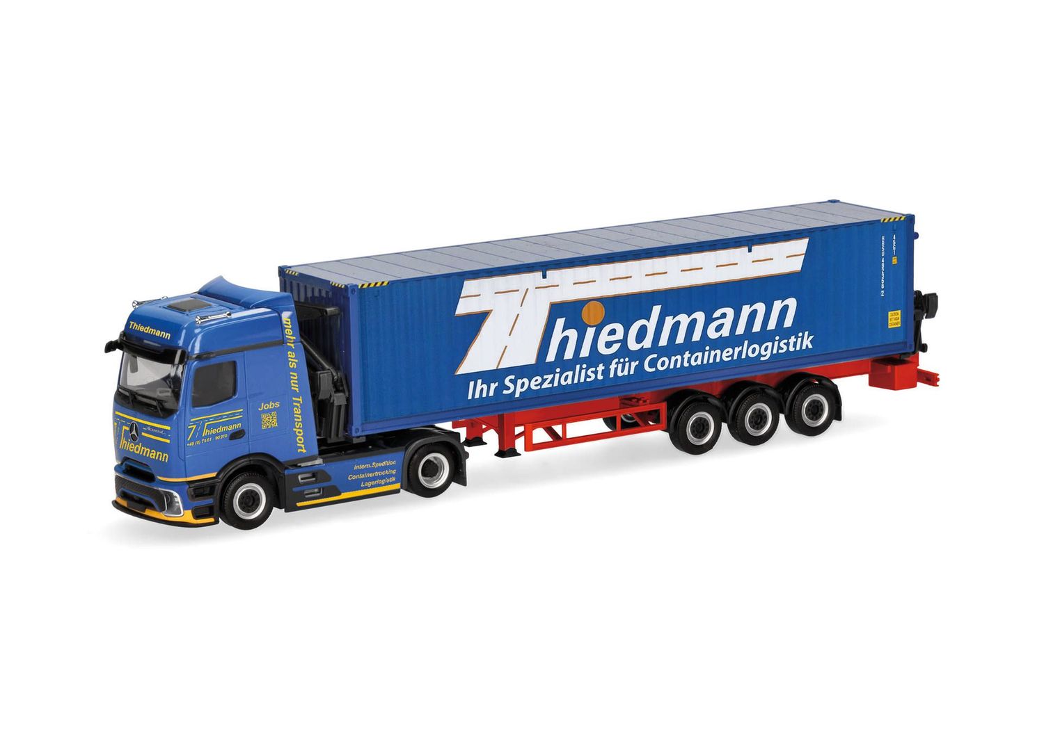 1:87 Herpa - Mercedes-Benz Actros L ProCabin Bigspace Container-Seitenlader "Thiedmann"