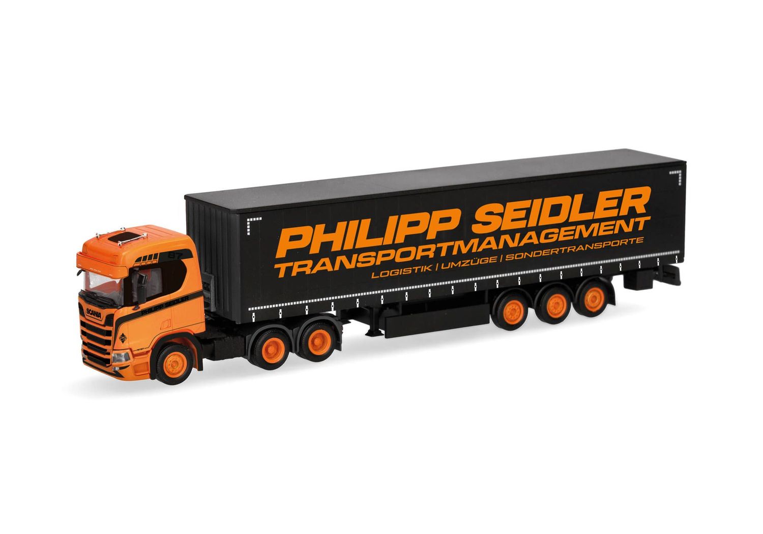 1:87 Herpa - Scania CR 20 ND Gardinenplanen-Sattelzug "Philipp Seidler"