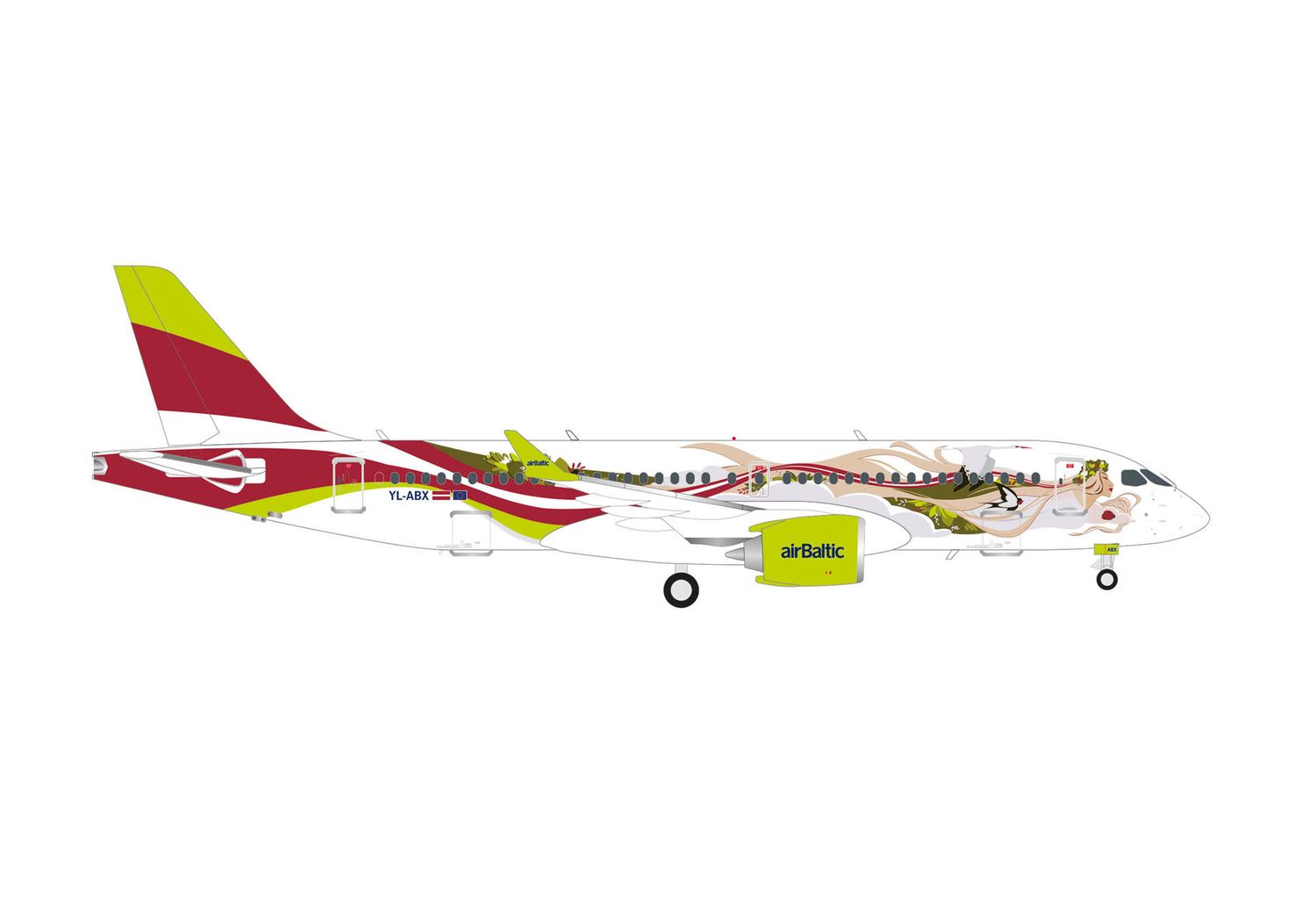 1:400 Herpa Wings - airBaltic Airbus A220-300 "50th A220"