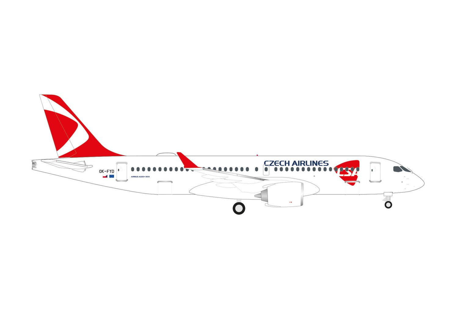 1:500 Herpa Wings - CSA Czech Airlines Airbus A220-300 – OK-FYD