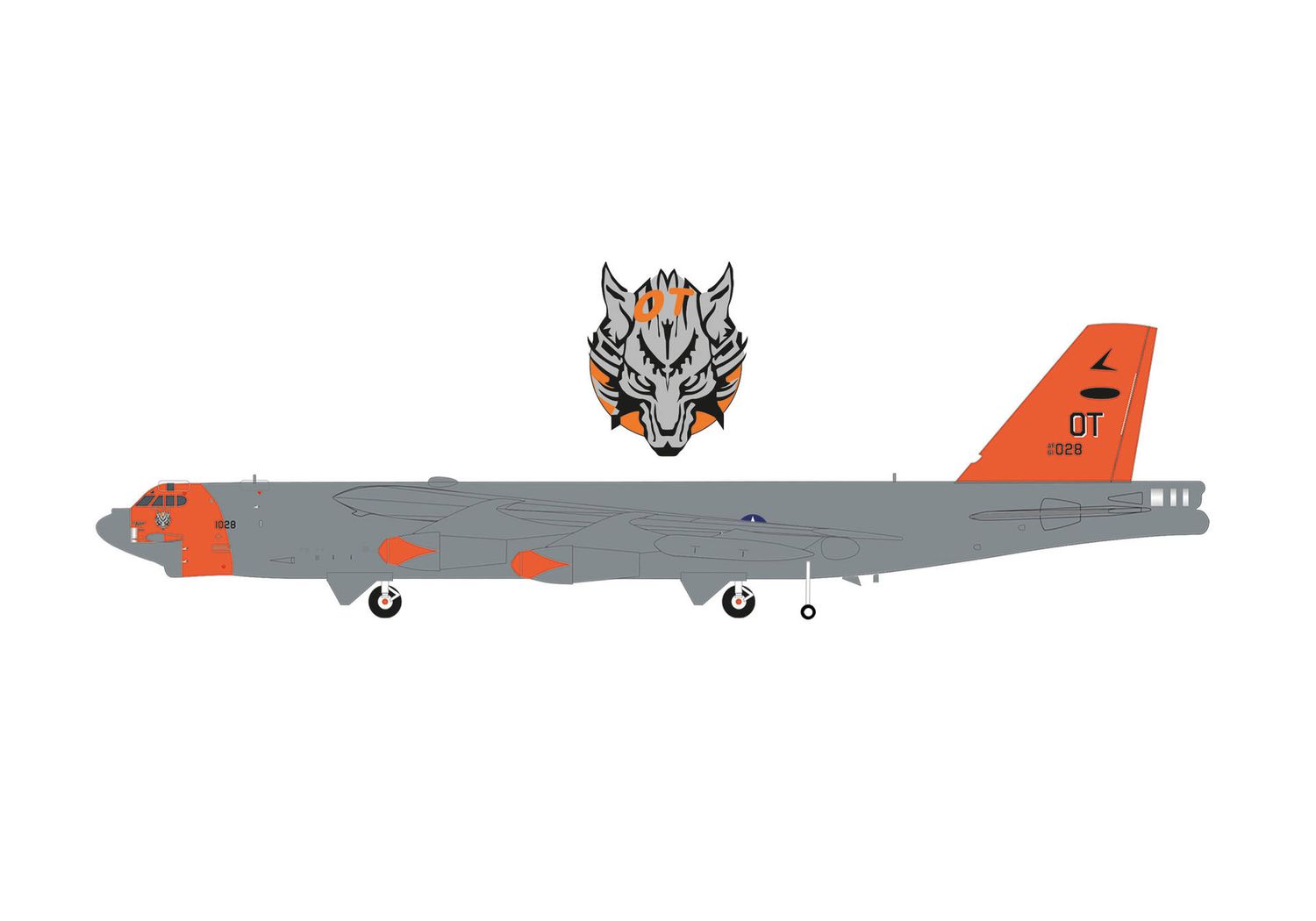 1:200 Herpa Wings - U.S. Air Force Boeing B-52H Stratofortress - 49th Test and Evaluation Sqn - "Test orange" livery