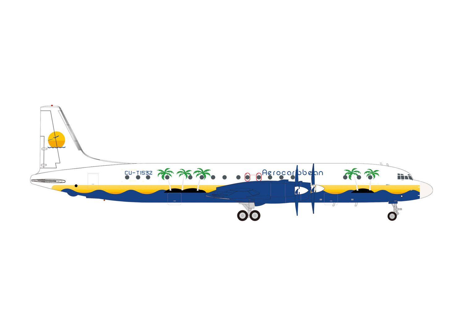 1:200 Herpa Wings - Aero Caribbean Ilyushin IL-18 – CU-T1532