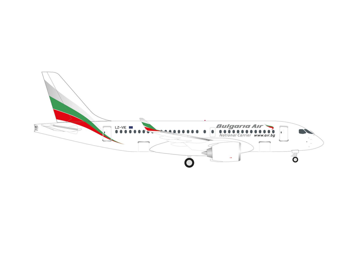 1:500 Herpa Wings - Bulgaria Air Airbus A220-100 – LZ-VIE