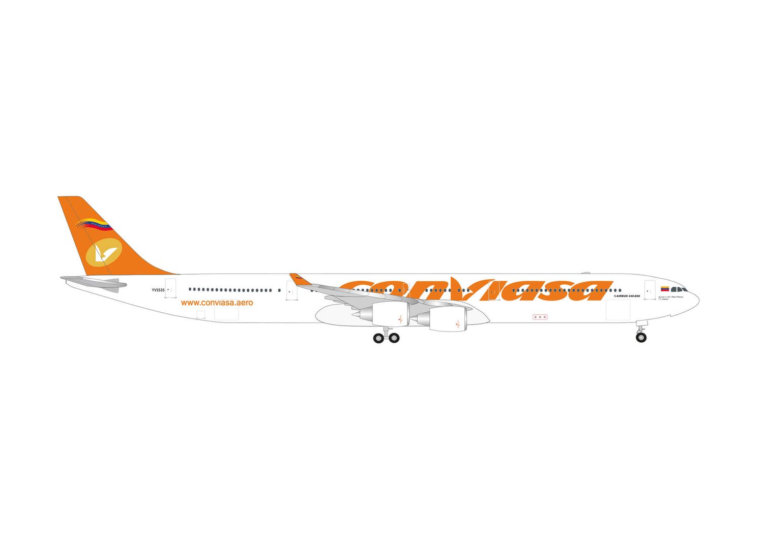 1:500 Herpa Wings - Conviasa Airbus A340-600 – YV3535