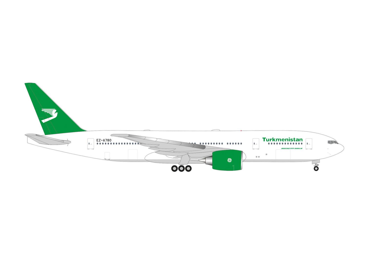 1:500 Herpa Wings - Turkmenistan Airlines Boeing 777-200LR